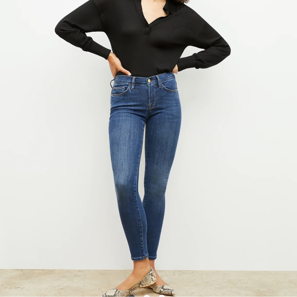 Frame Le Skinny de Jeanne Crop Denim Blue Jeans Size 29